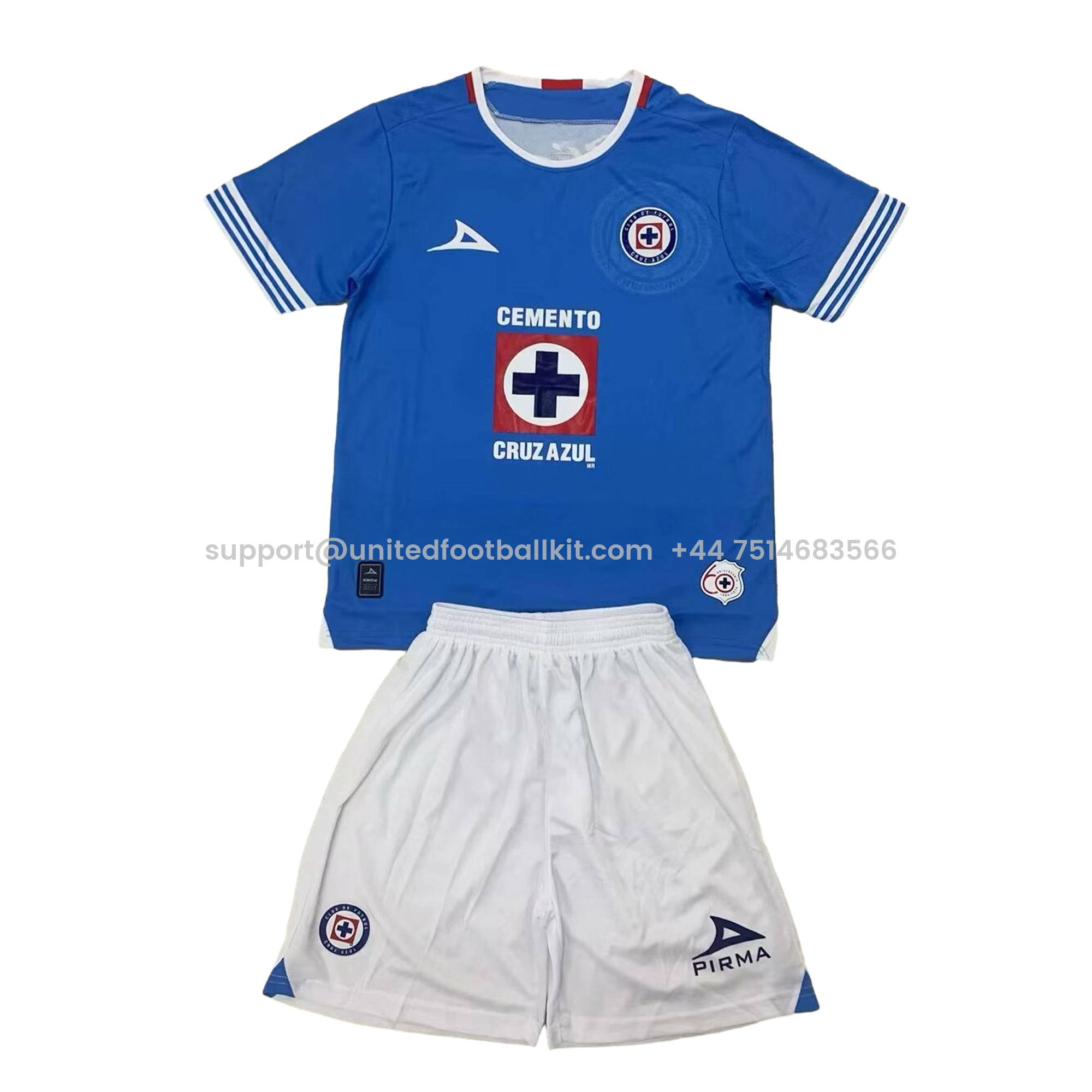 Unitedfootballkit.com | Cruz Azul 24-25 Home Stadium Kids Kit -Customize Name, Number and Patch | Worldwide Shipping
