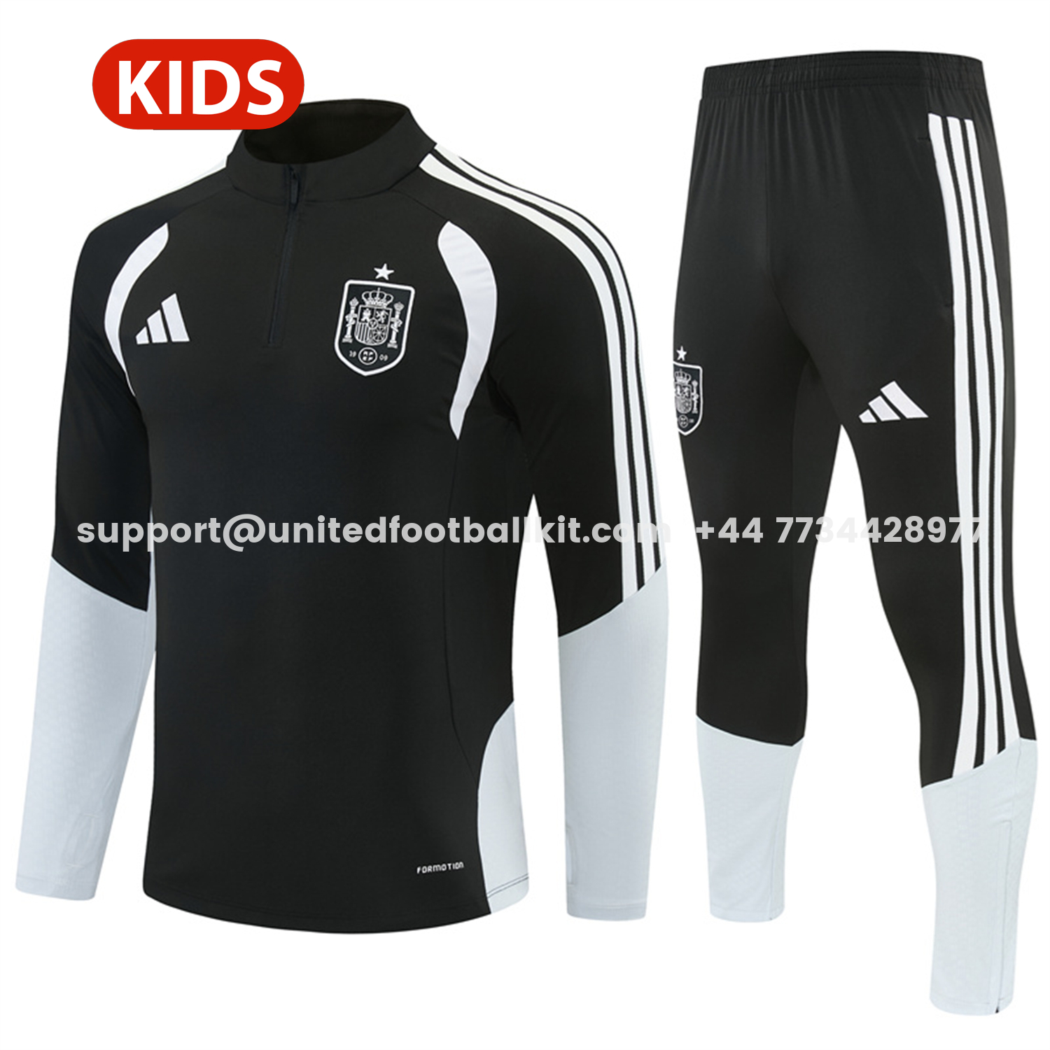 Unitedfootballkit.com | Spain 2026 Long Sleeve Training Set - Black Top & Black Pants -Customize Name, Number and Patch | Worldwide Shipping