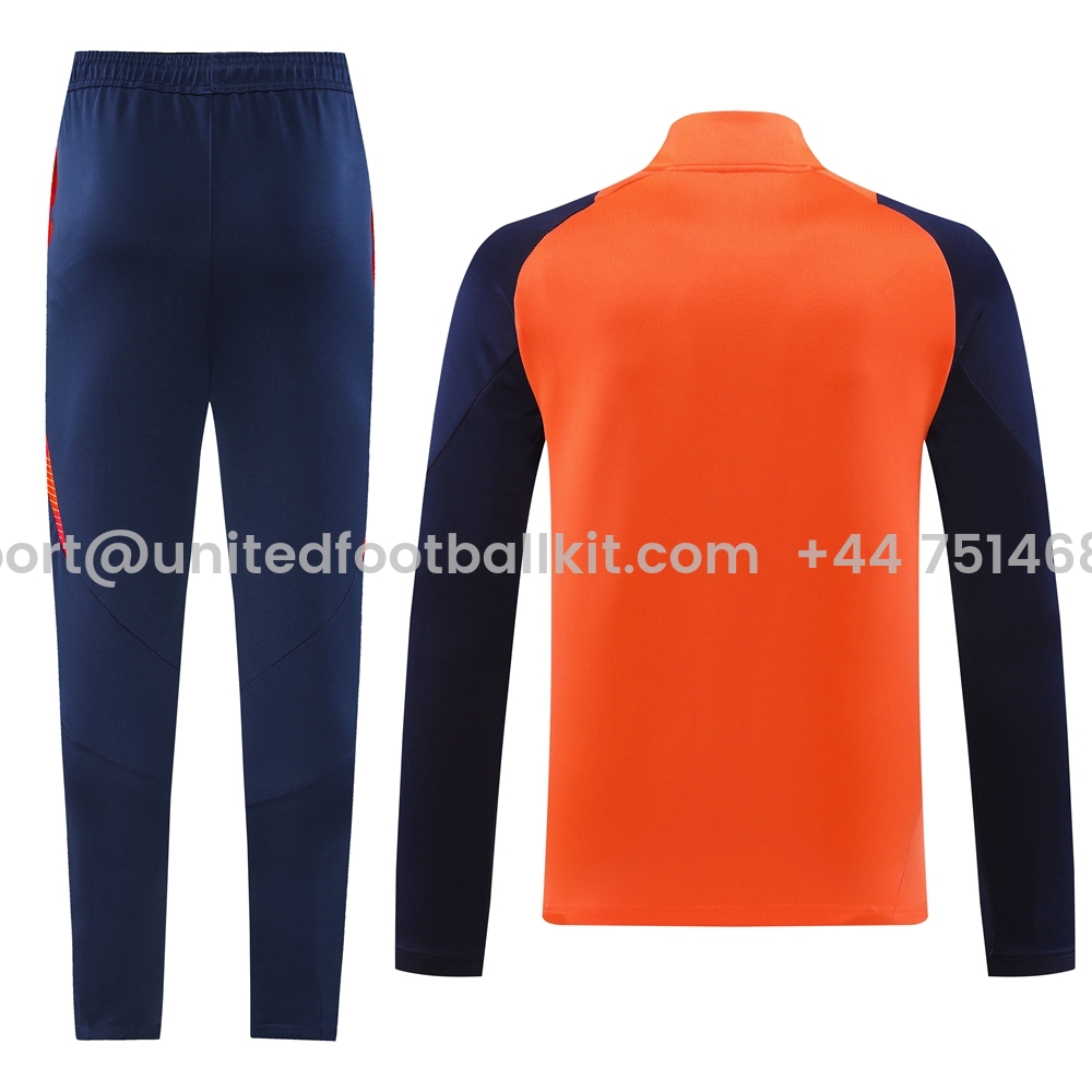 Unitedfootballkit.com | Manchester United 24-25 Jacket Training Tracksuit - Orange -Customize Name, Number and Patch | Worldwide Shipping
