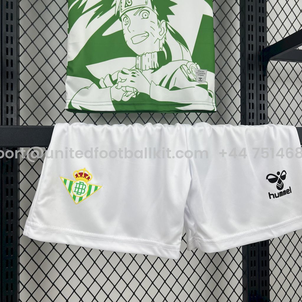 Unitedfootballkit.com | Real Betis 25-26 NARUTO Special Edition Kids Kit -Customize Name, Number and Patch | Worldwide Shipping