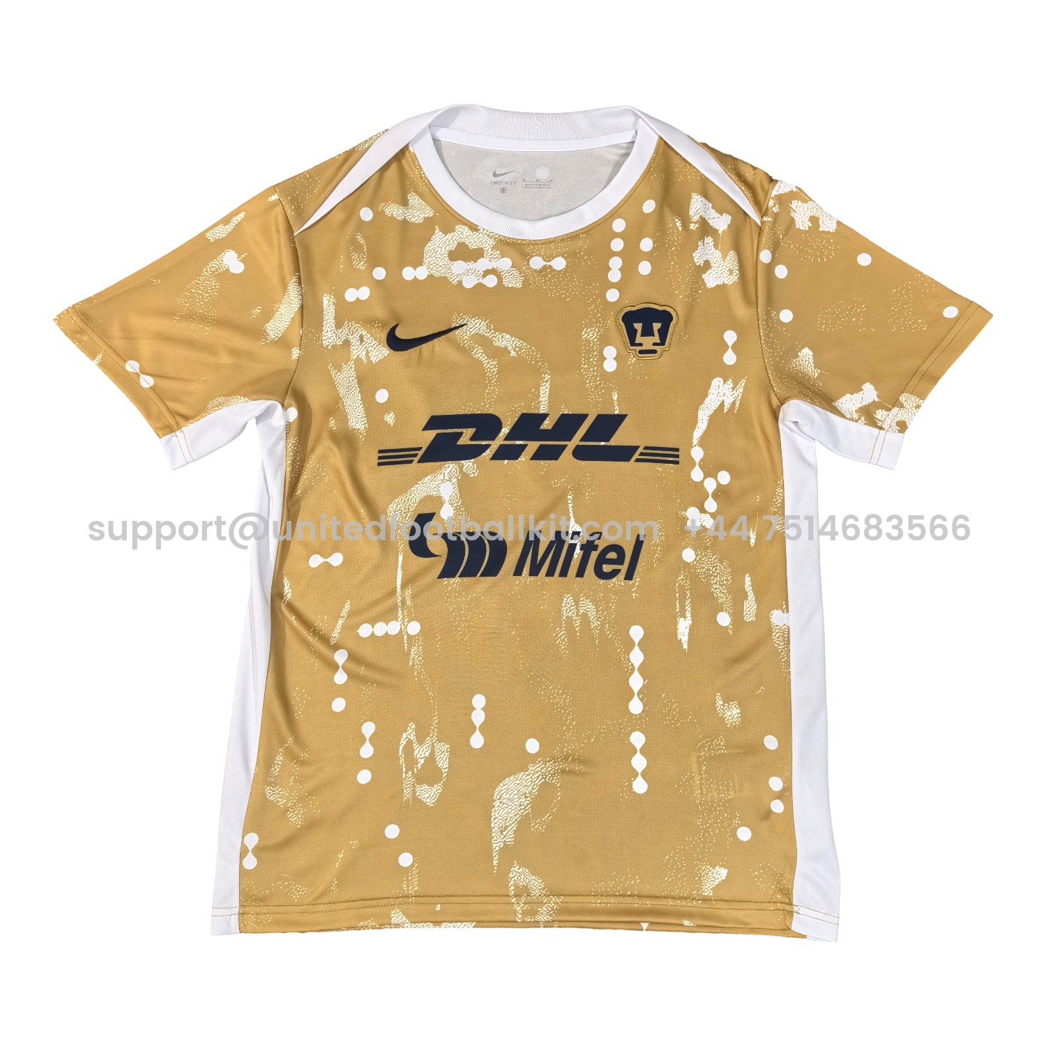 Unitedfootballkit.com | Pumas UNAM 25-26 Mud Yellow Pre-Match Training Jersey - Fans Version -Customize Name, Number and Patch | Worldwide Shipping