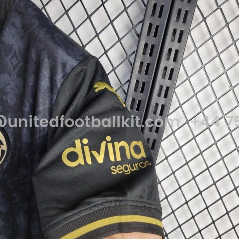 Unitedfootballkit.com | Valencia 24-25 Black Away Jersey - Fans Version -Customize Name, Number and Patch | Worldwide Shipping