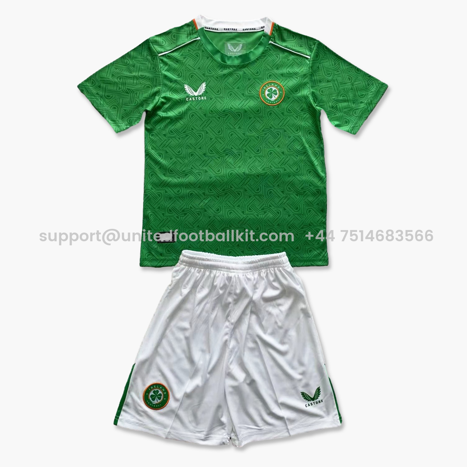 Unitedfootballkit.com | Ireland 2024 Home Stadium Kids Kit -Customize Name, Number and Patch | Worldwide Shipping
