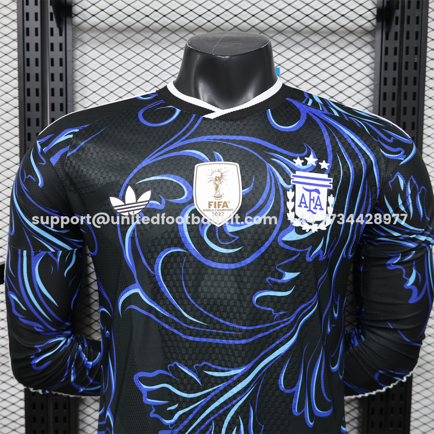 Unitedfootballkit.com | Argentina 2026 Away Deep Blue Long Sleeves Jersey - Player Version -Customize Name, Number and Patch | Worldwide Shipping