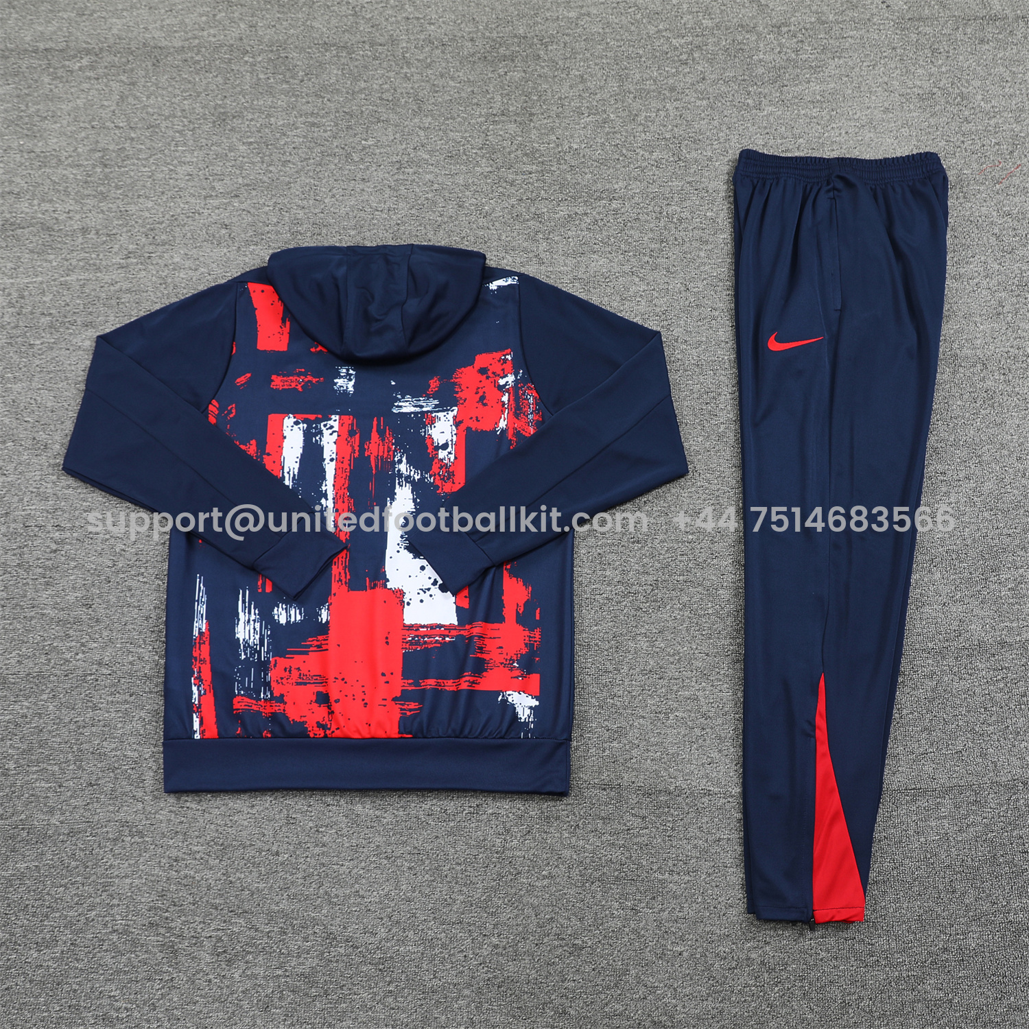 Unitedfootballkit.com | Paris Saint-Germain PSG 24-25 Training Hoodie Set - Royal Blue Hoodie and Pants -Customize Name, Number and Patch | Worldwide Shipping
