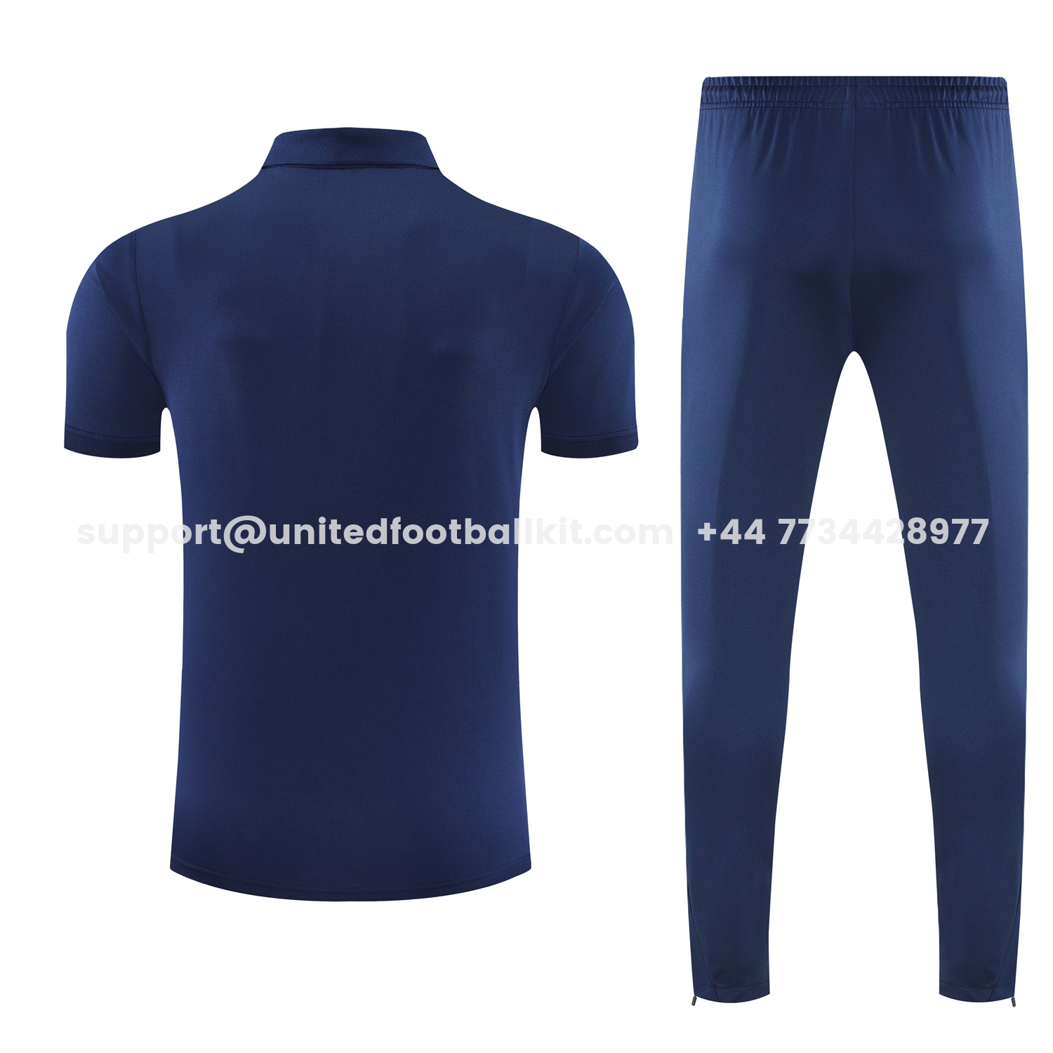 Unitedfootballkit.com | Paris Saint-Germain PSG 25-26 POLO Short-Sleeve Training Set - Dark Blue Top and Pants -Customize Name, Number and Patch | Worldwide Shipping