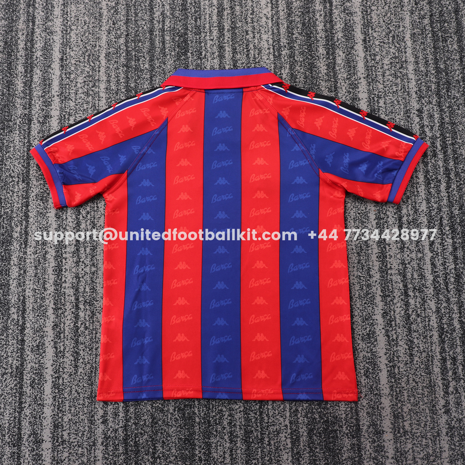 Unitedfootballkit.com | Retro Barcelona 1996-97 Home Kids Kit -Customize Name, Number and Patch | Worldwide Shipping