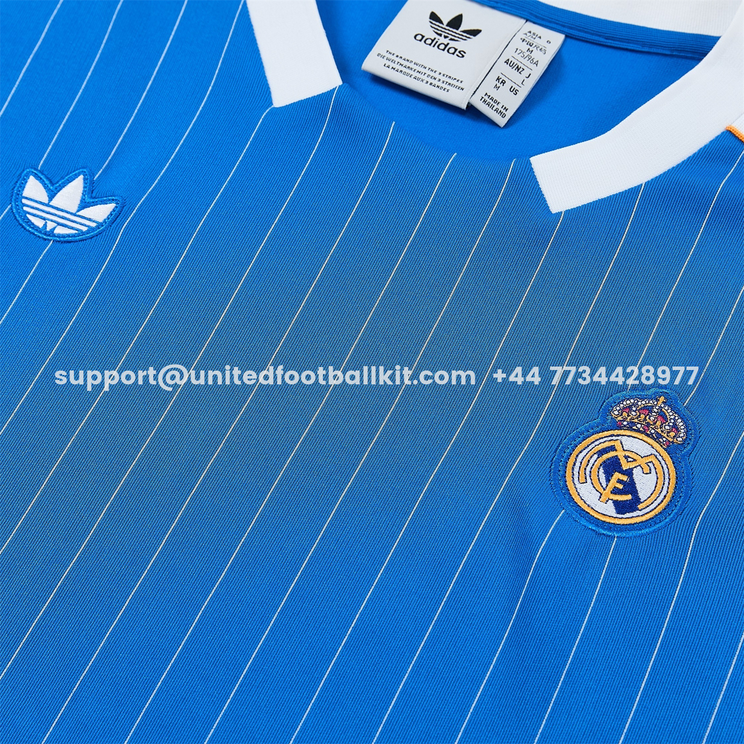 Unitedfootballkit.com | Real Madrid 25-26 Retro Style Vest Training Set - Blue With White Stripes Top & Pants -Customize Name, Number and Patch | Worldwide Shipping