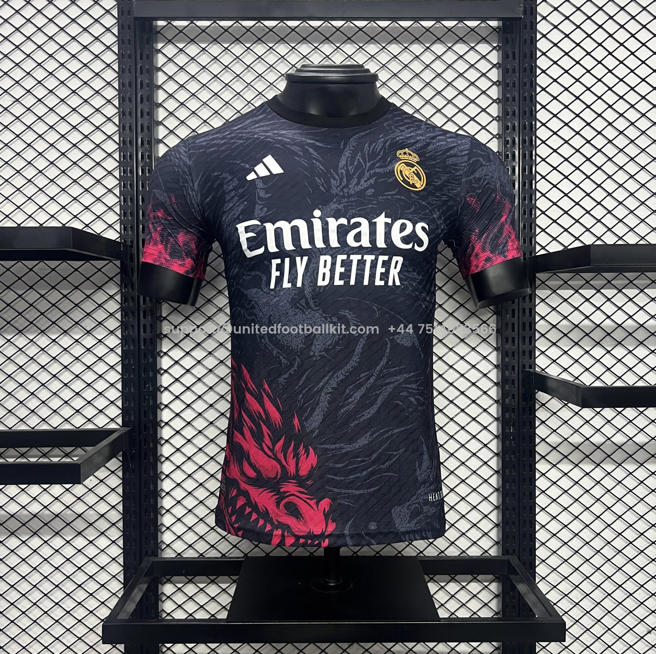 Unitedfootballkit.com | Real Madrid 24-25 Red Dragon Special Edition Black Jersey - Player Version -Customize Name, Number and Patch | Worldwide Shipping