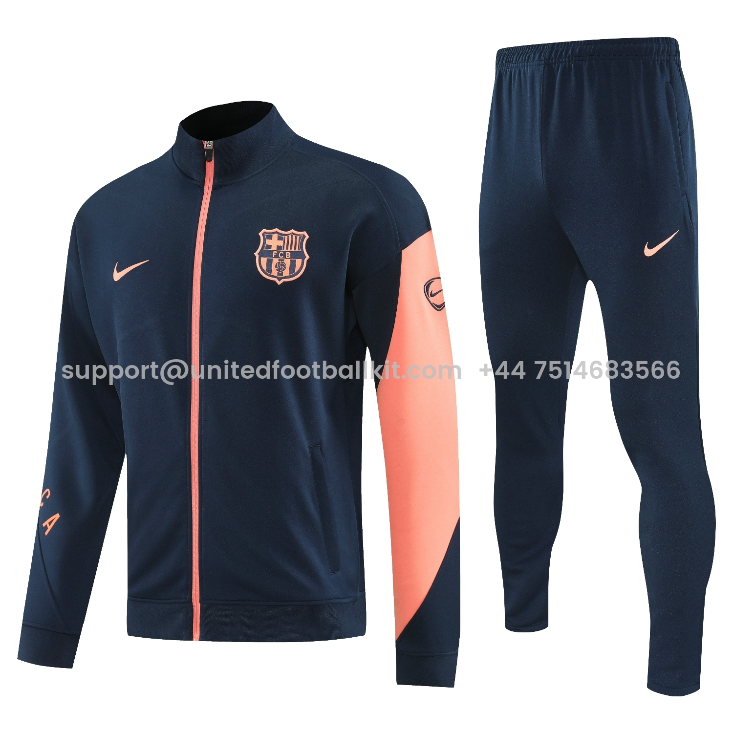 Unitedfootballkit.com | Barcelona 25-26 Jacket Training Tracksuit - Black Orange Jackets & Black Pants -Customize Name, Number and Patch | Worldwide Shipping