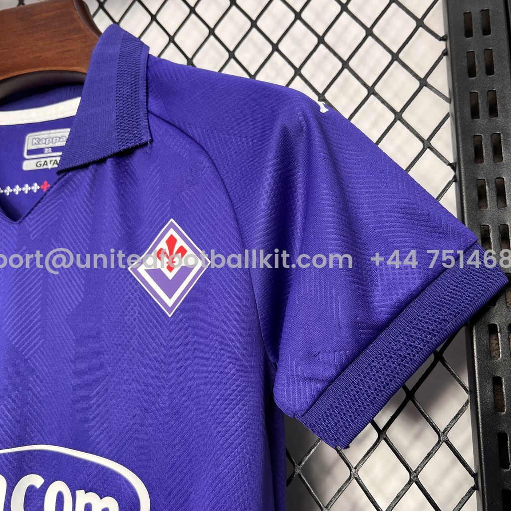 Unitedfootballkit.com | Fiorentina 24-25 Home Stadium Kids Kit -Customize Name, Number and Patch | Worldwide Shipping
