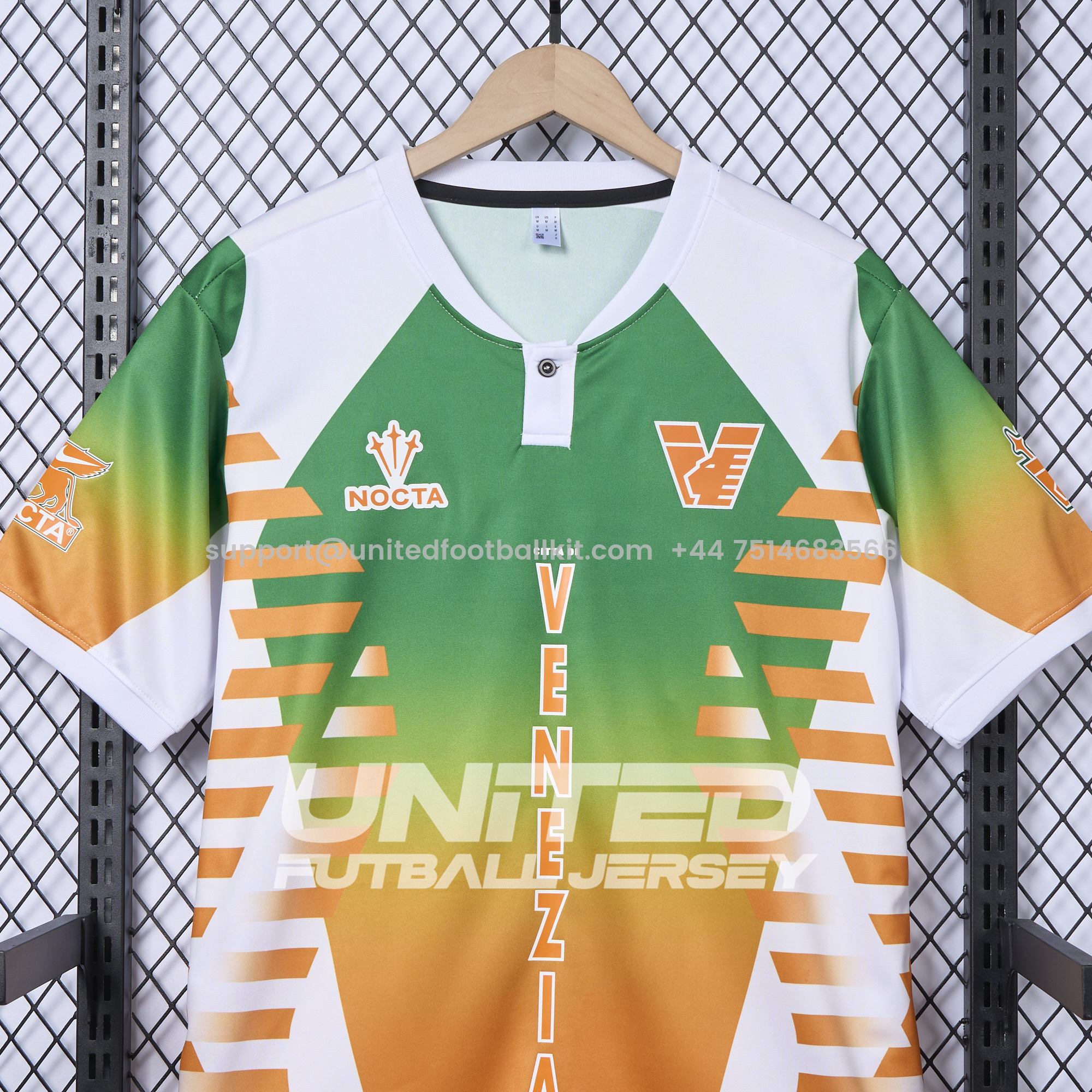 Unitedfootballkit.com | Venezia FC 24-25 Orange and Green Pre-Match Jersey - Fans Version -Customize Name, Number and Patch | Worldwide Shipping