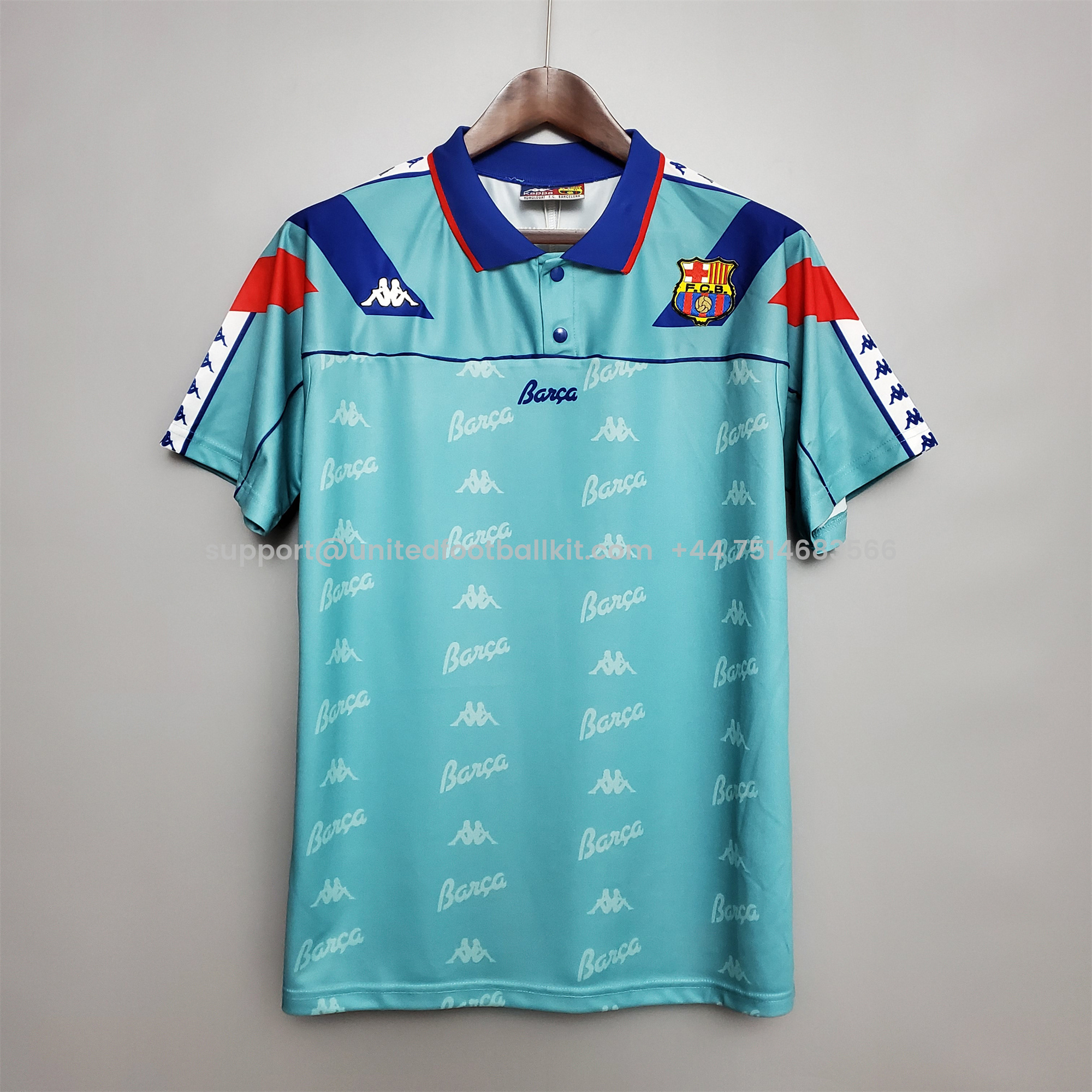 Unitedfootballkit.com | Retro Barcelona 92-95 Away Stadium Jersey -Customize Name, Number and Patch | Worldwide Shipping