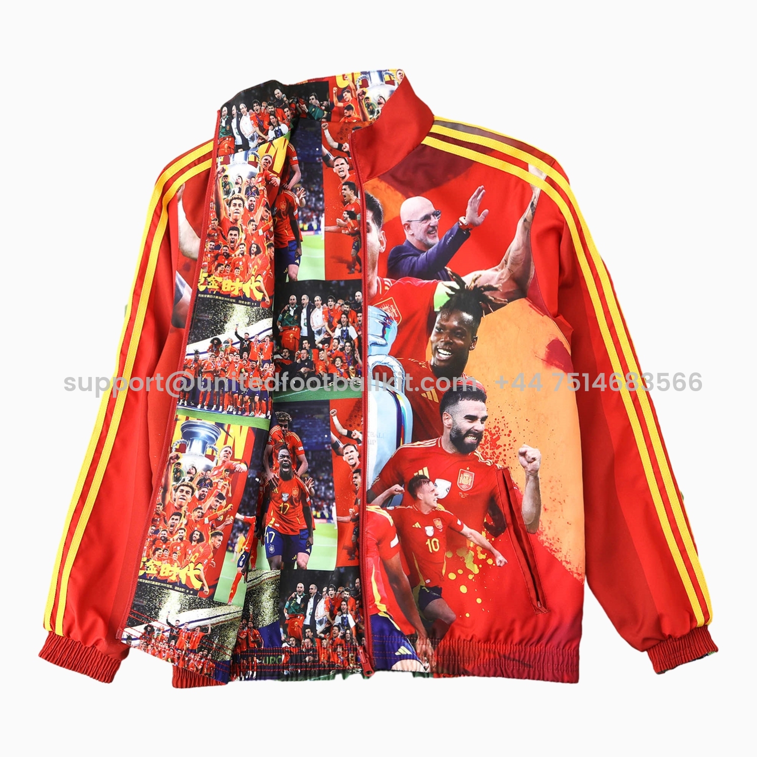 Unitedfootballkit.com | Spain 24-25 Red Double Sided Reversible Windbreaker - 2024 EURO Championship -Customize Name, Number and Patch | Worldwide Shipping