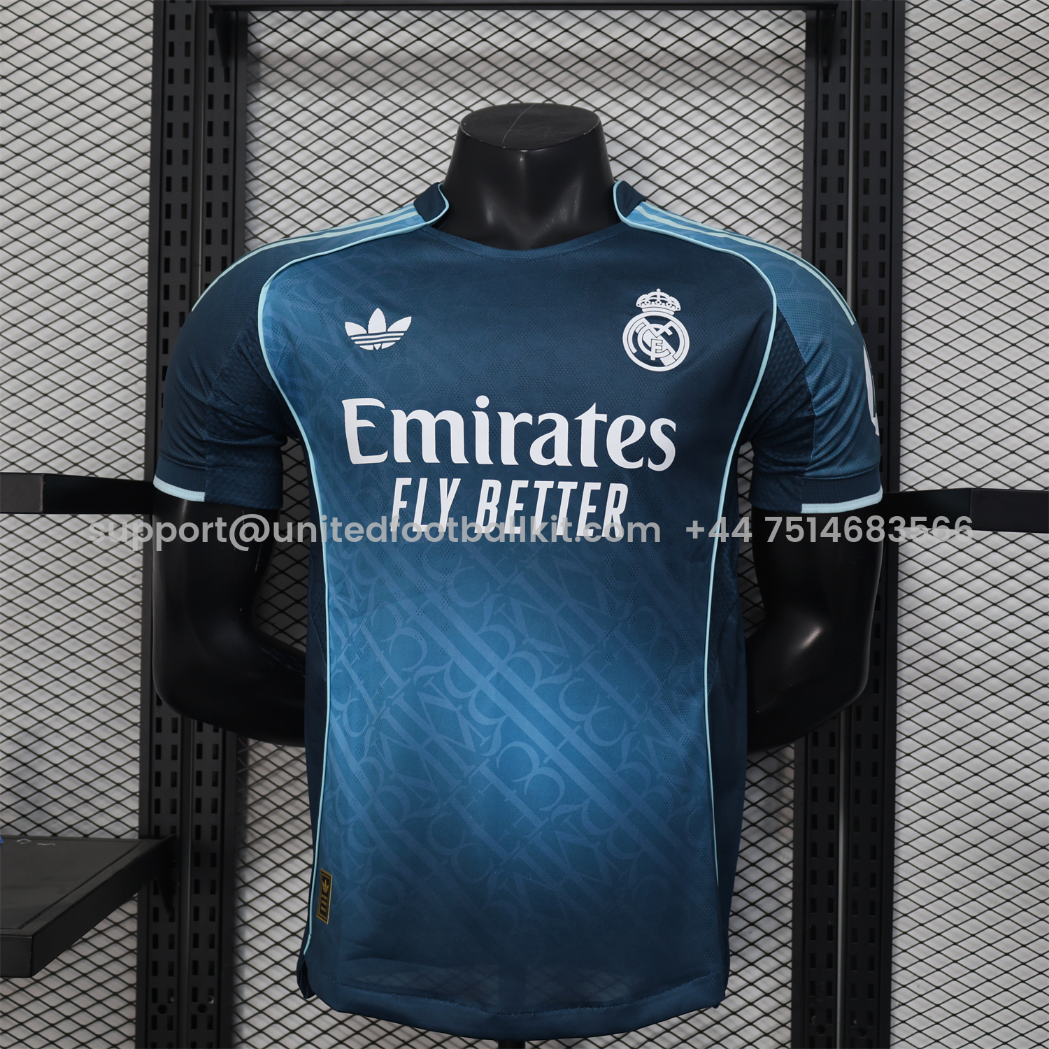 Unitedfootballkit.com | Real Madrid 25-26 Blue Gradient Jersey with RMFC Pattern - Player Version -Customize Name, Number and Patch | Worldwide Shipping