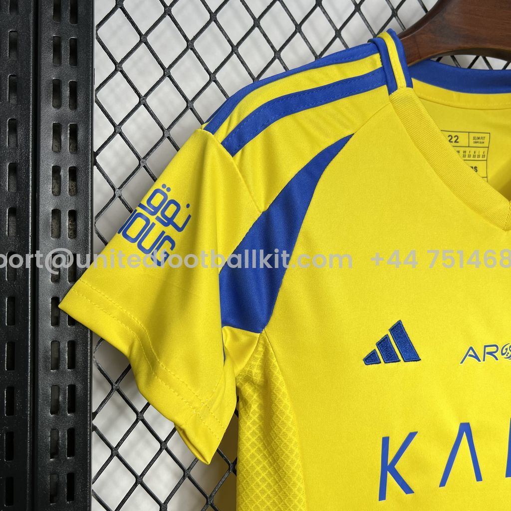 Unitedfootballkit.com | Al Nassr Riyadh Victory 24-25 Home Stadium Kids Kit -Customize Name, Number and Patch | Worldwide Shipping