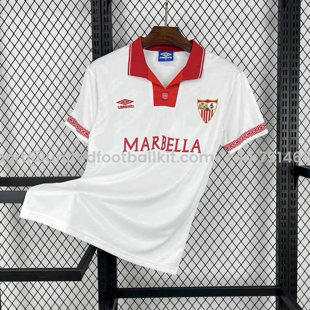 Unitedfootballkit.com | Retro Sevilla FC 1994-96 Home Jersey -Customize Name, Number and Patch | Worldwide Shipping
