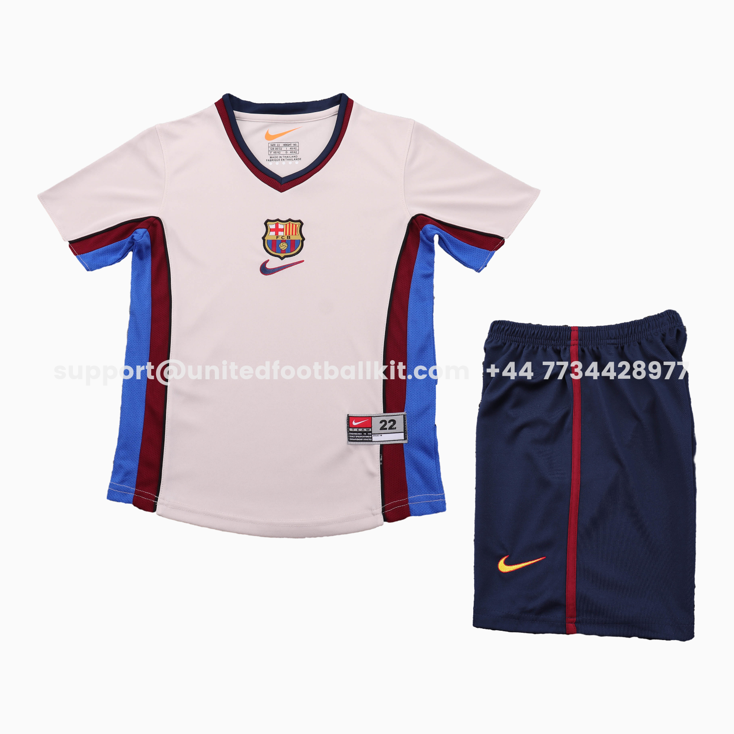 Unitedfootballkit.com | Retro Barcelona 1998-99 Away Kids Kit -Customize Name, Number and Patch | Worldwide Shipping