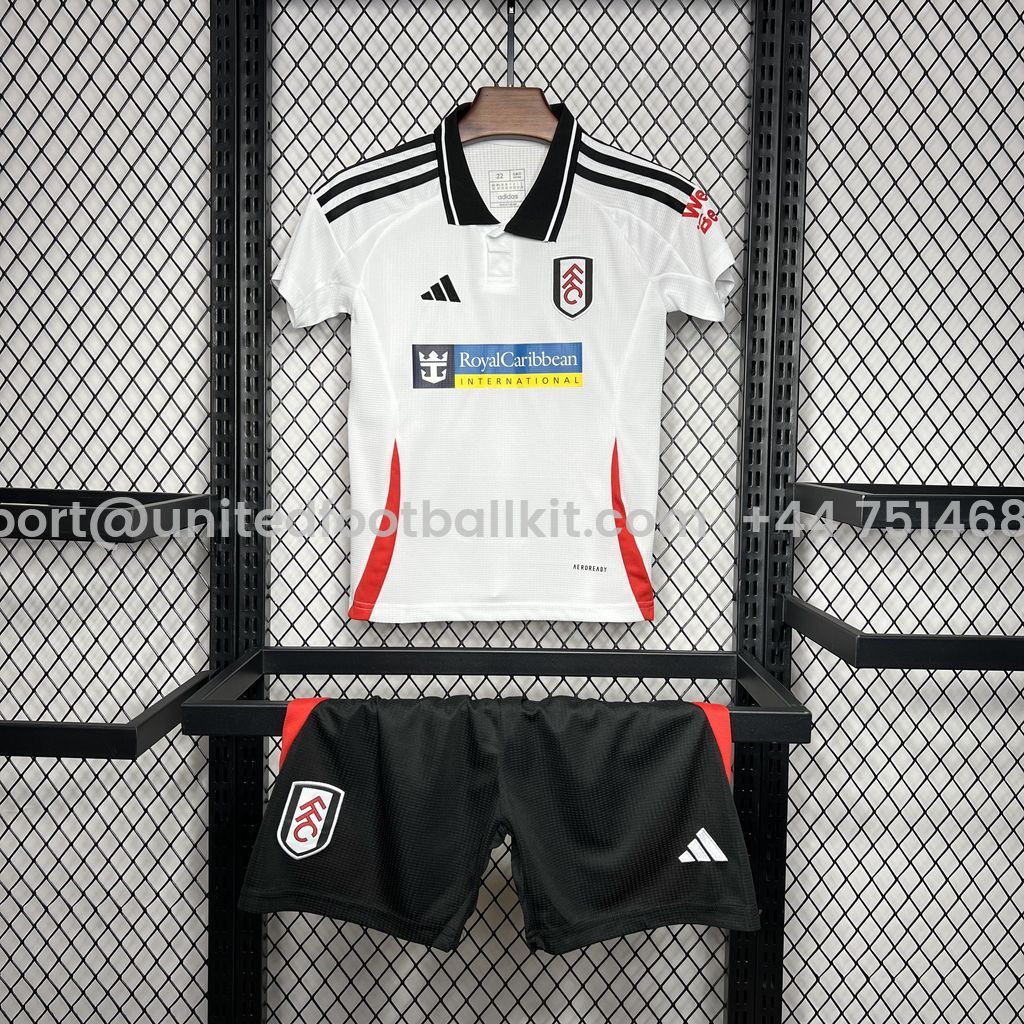 Unitedfootballkit.com | Fulham 24-25 Home Stadium Kids Kit -Customize Name, Number and Patch | Worldwide Shipping