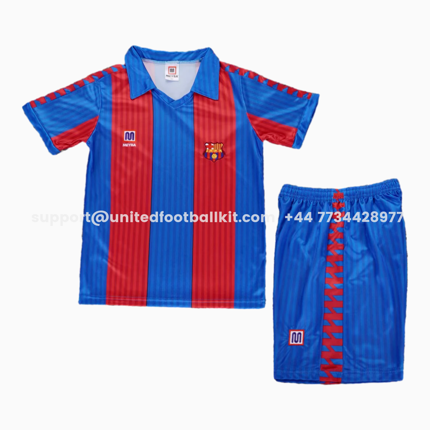 Unitedfootballkit.com | Retro Barcelona 1989-92 Home Kids Kit -Customize Name, Number and Patch | Worldwide Shipping