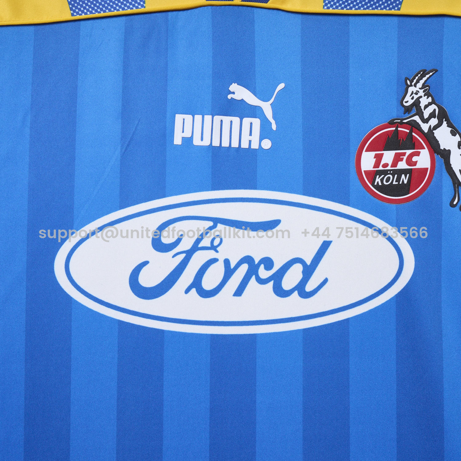 Unitedfootballkit.com | Retro 1. FC Köln 1995-96 Away Blue Jersey -Customize Name, Number and Patch | Worldwide Shipping