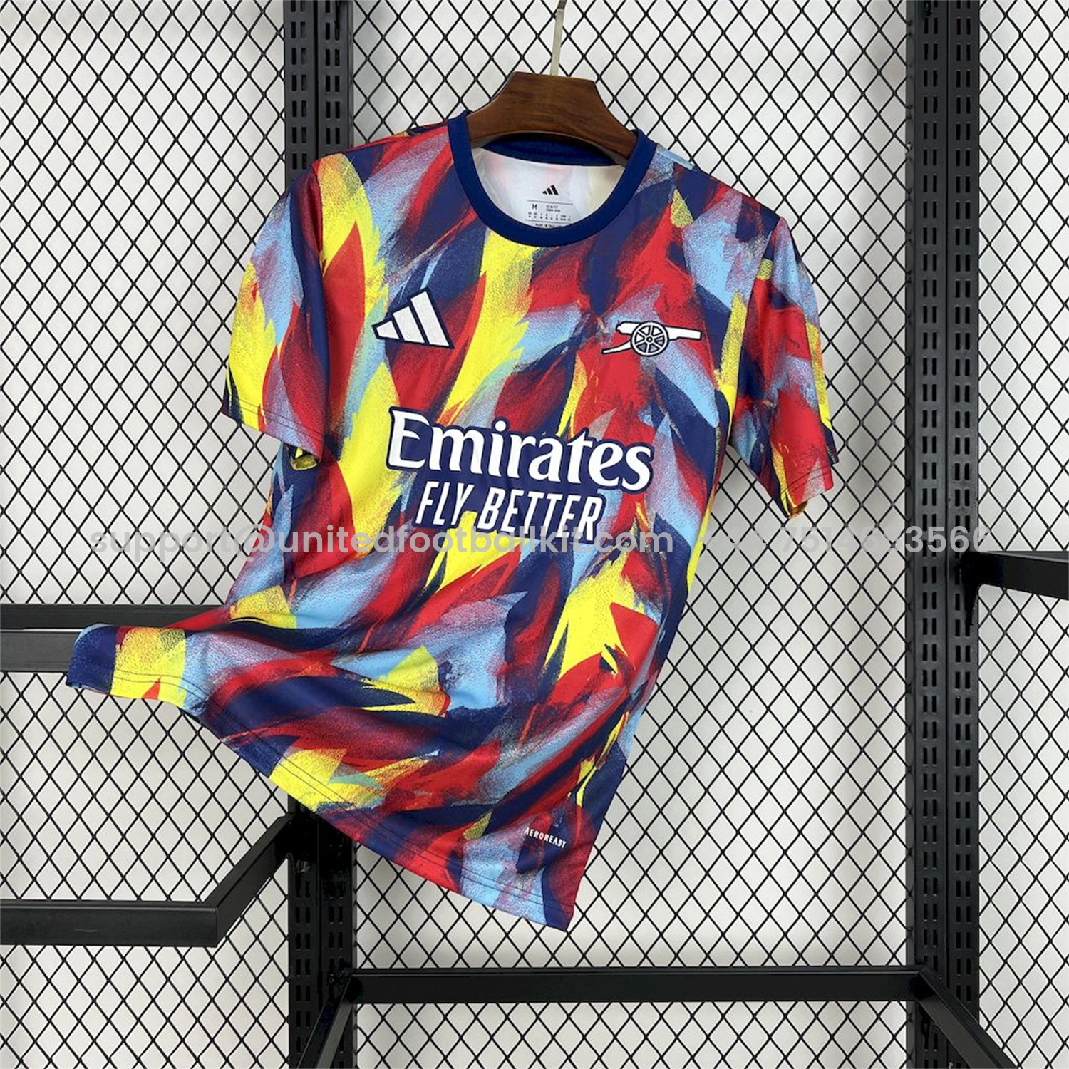 Unitedfootballkit.com | Arsenal 25-26 Colorful Flame Graffiti Pre-match Training Jersey - Fans Version -Customize Name, Number and Patch | Worldwide Shipping