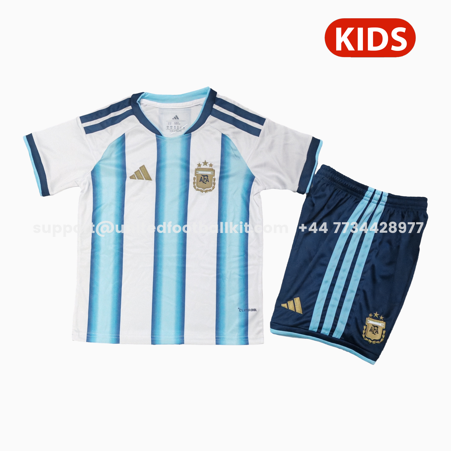 Unitedfootballkit.com | Argentina 2026 Home Kids Kit - Without Chest Patch -Customize Name, Number and Patch | Worldwide Shipping