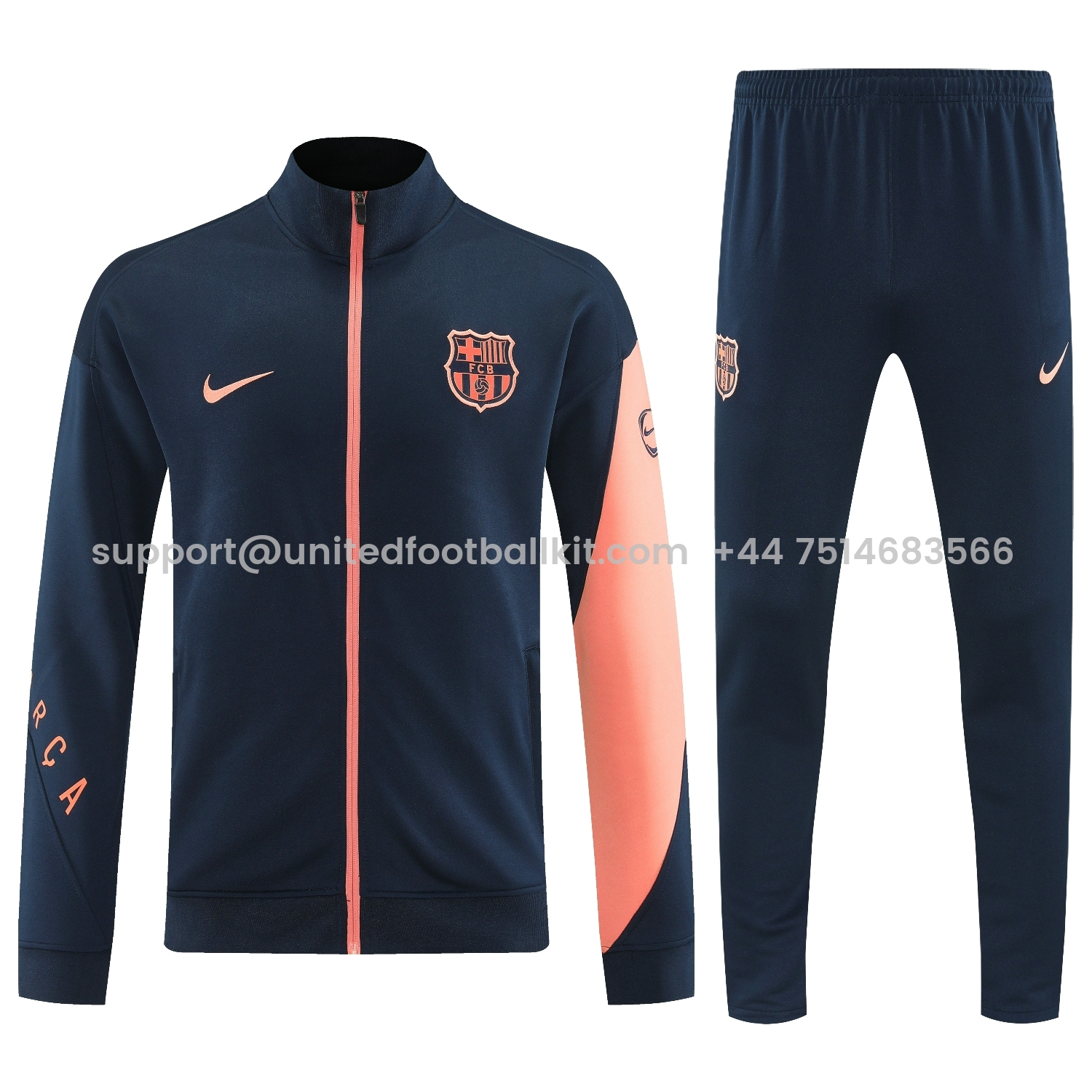 Unitedfootballkit.com | Barcelona 25-26 Jacket Training Tracksuit - Black Orange Jackets & Black Pants -Customize Name, Number and Patch | Worldwide Shipping