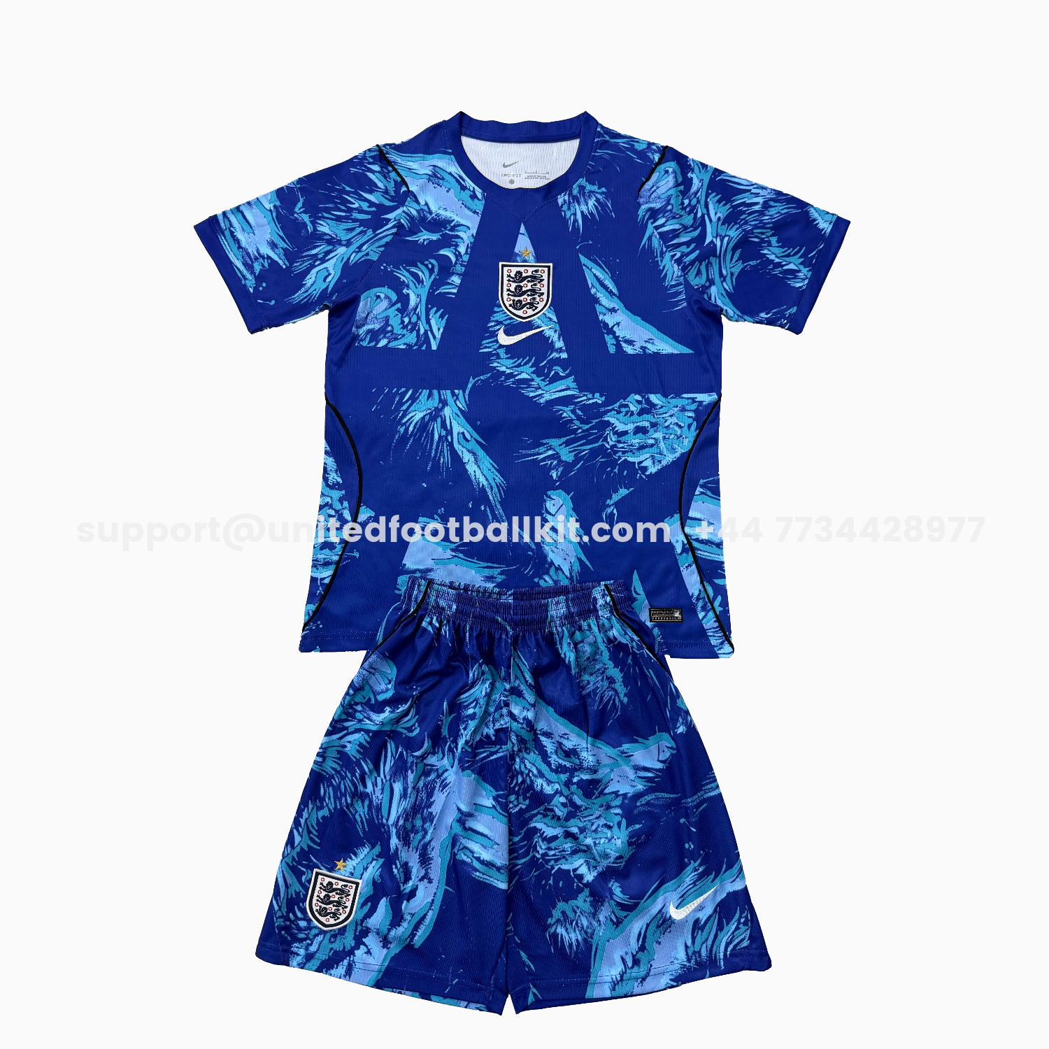 Unitedfootballkit.com | England 25-26 Blue Goalkeeper Kids Kit -Customize Name, Number and Patch | Worldwide Shipping