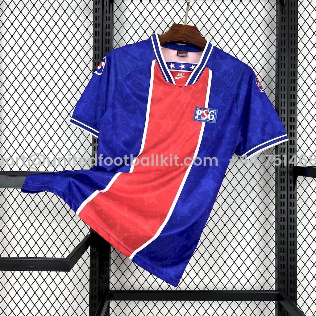 Unitedfootballkit.com | Retro Paris Saint-Germain PSG 1994-95 Home Unsponsored Jersey -Customize Name, Number and Patch | Worldwide Shipping