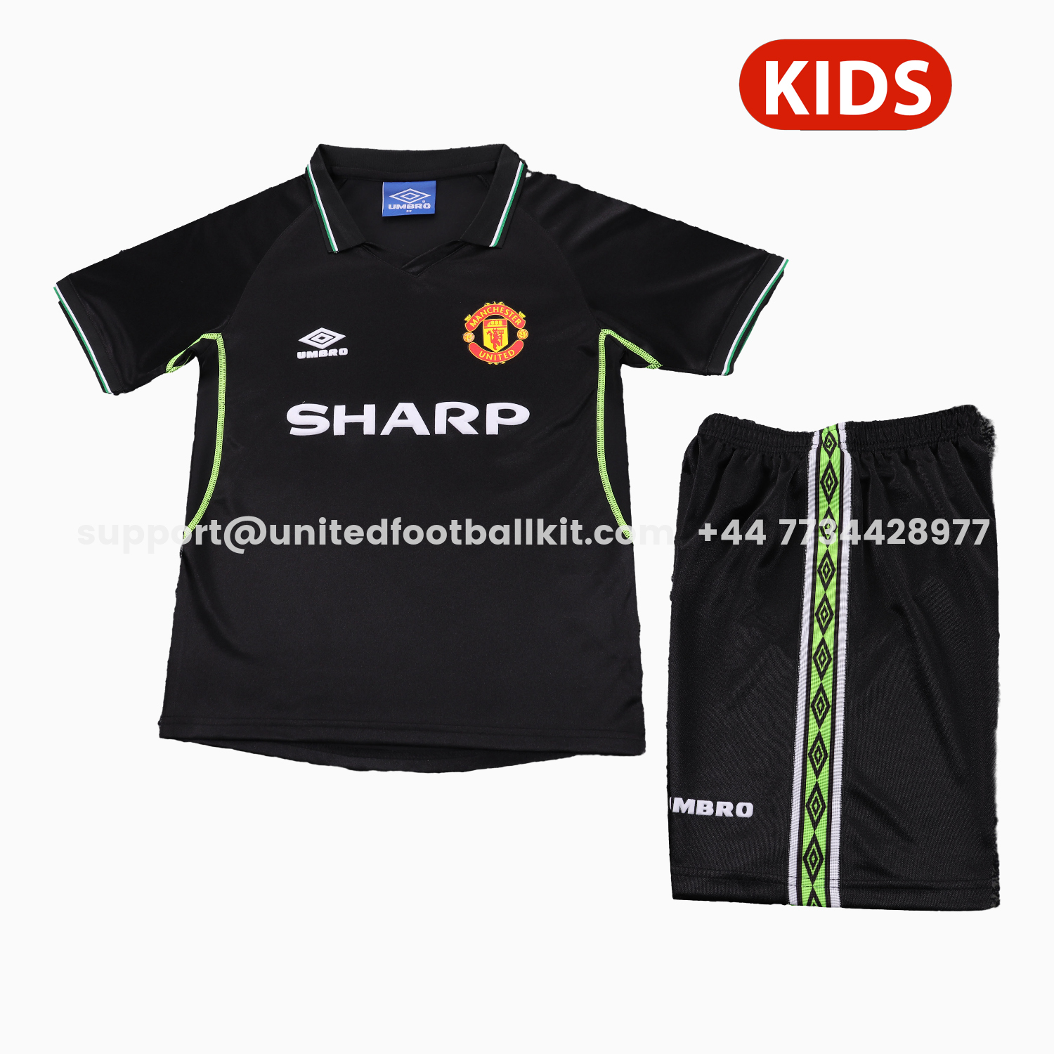Unitedfootballkit.com | Retro Manchester United 1998-99 Third Kids Kit -Customize Name, Number and Patch | Worldwide Shipping