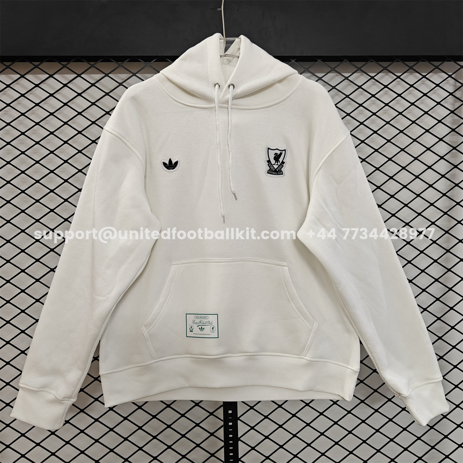 Unitedfootballkit.com | Liver.pool 25-26 Originals Terrace Icon White Team Logo Unisex Pullover Hoodie -Customize Name, Number and Patch | Worldwide Shipping