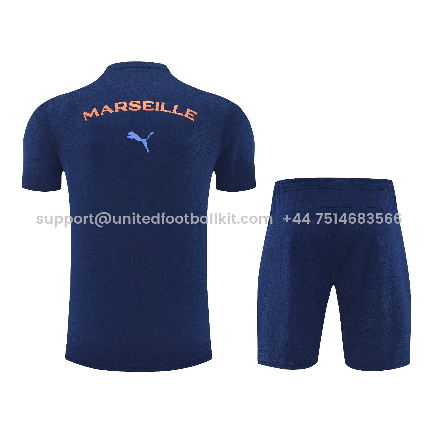 Unitedfootballkit.com | Marseille 25-26 Short-Sleeve Training Set - Blue Top & Blue Shorts -Customize Name, Number and Patch | Worldwide Shipping