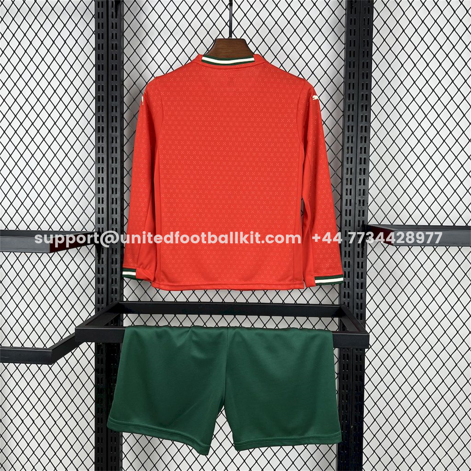 Unitedfootballkit.com | Portugal 2025-26 Home Long Sleeves Kids Kit -Customize Name, Number and Patch | Worldwide Shipping