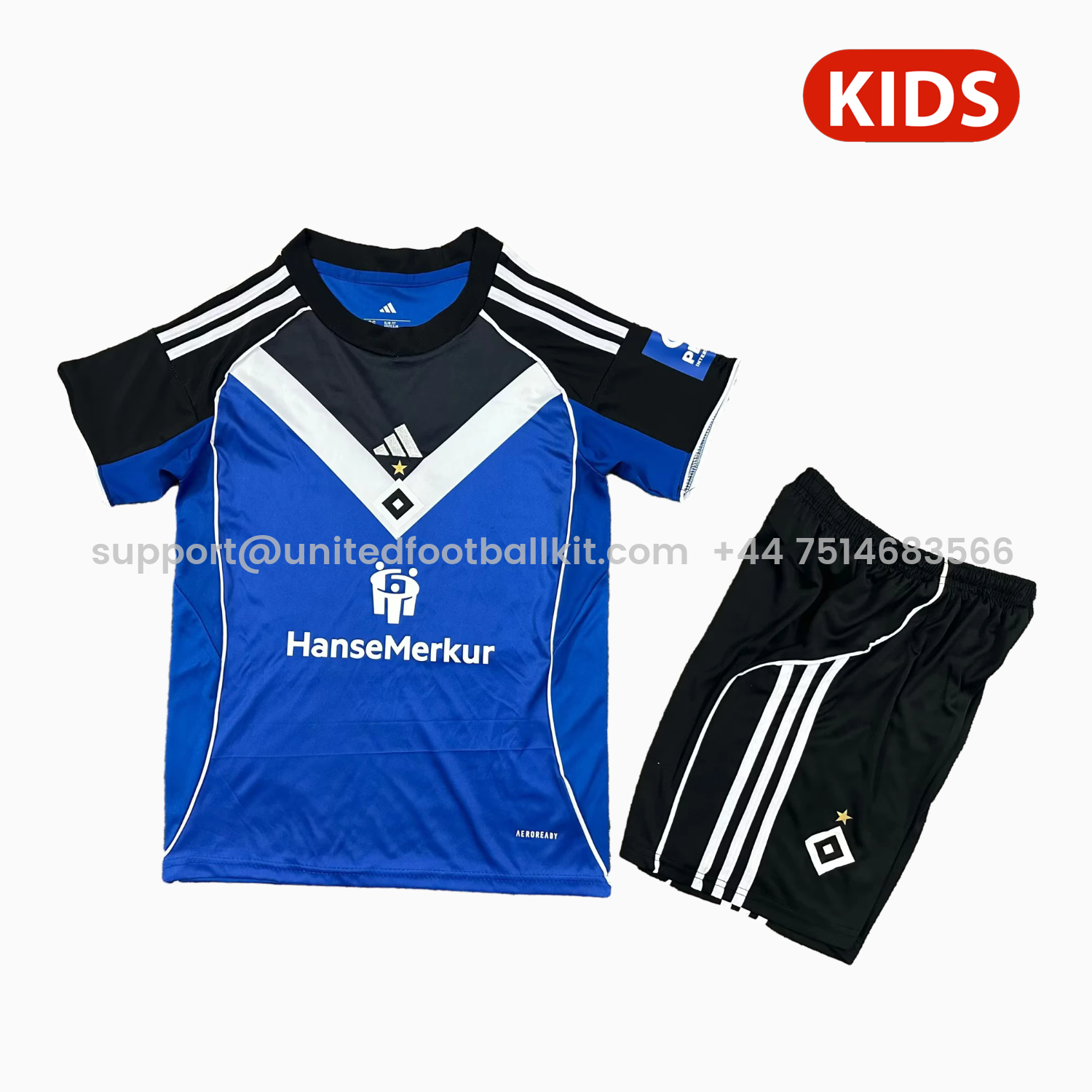 Unitedfootballkit.com | Hamburger SV 25-26 Away Kids Kit -Customize Name, Number and Patch | Worldwide Shipping
