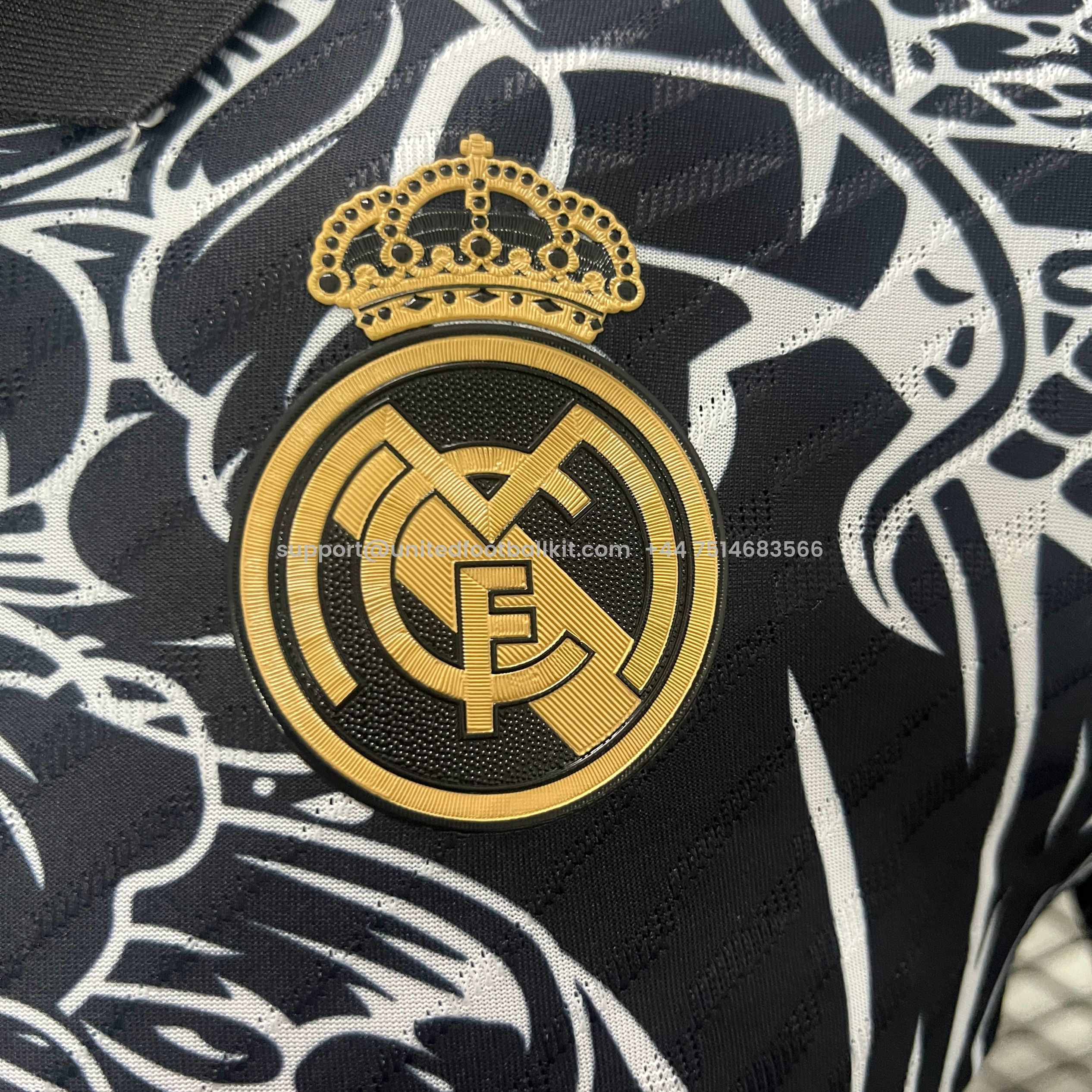 Unitedfootballkit.com | Real Madrid 24-25 White Dragon Special Edition Black Jersey - Player Version -Customize Name, Number and Patch | Worldwide Shipping