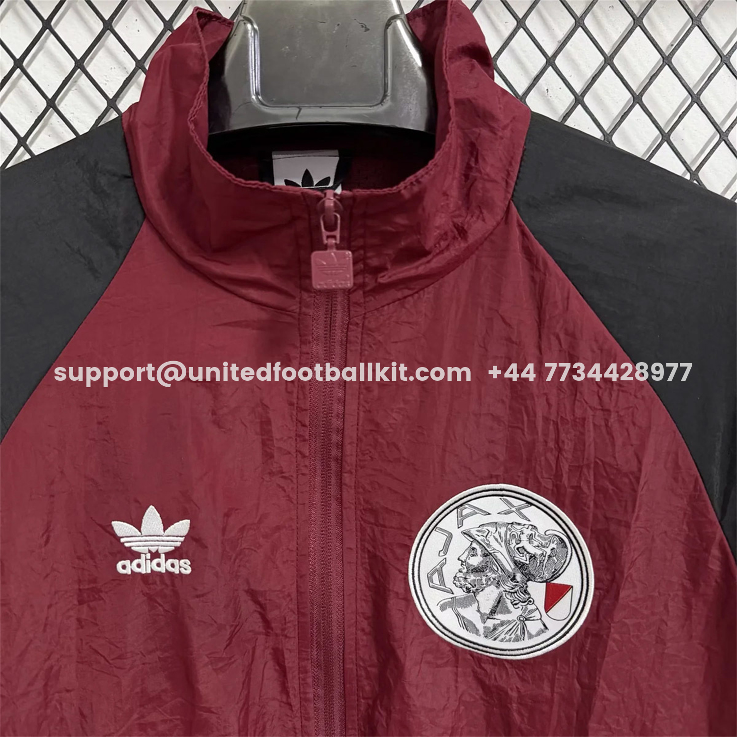 Unitedfootballkit.com | Ajax 25-26 Training Windbreaker Jacket - Wine Red -Customize Name, Number and Patch | Worldwide Shipping