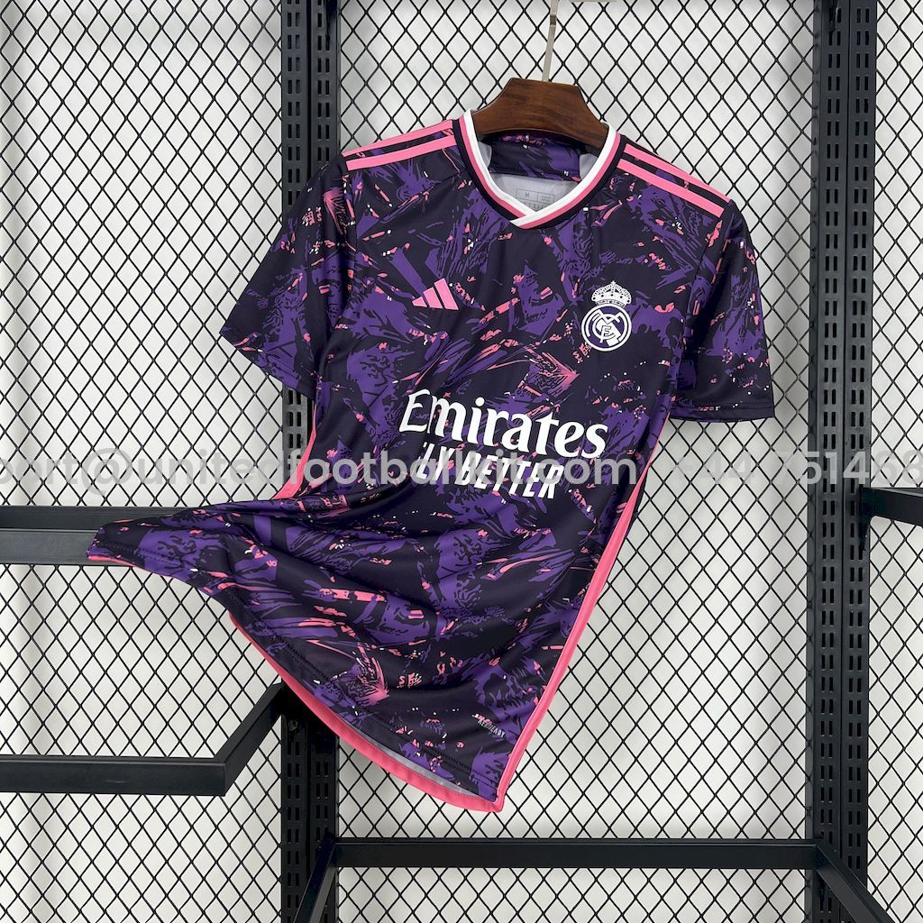 Unitedfootballkit.com | Real Madrid 24-25 Pink & Purple & Black Special Edition Jersey -Customize Name, Number and Patch | Worldwide Shipping