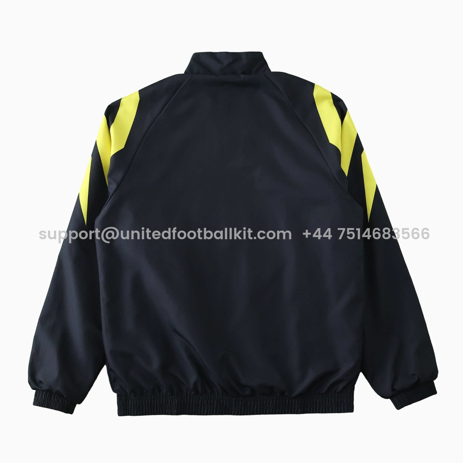 Unitedfootballkit.com | Borussia Dortmund 24-25 Retro Style Double Sided Reversible Windbreaker - Black & Grey -Customize Name, Number and Patch | Worldwide Shipping