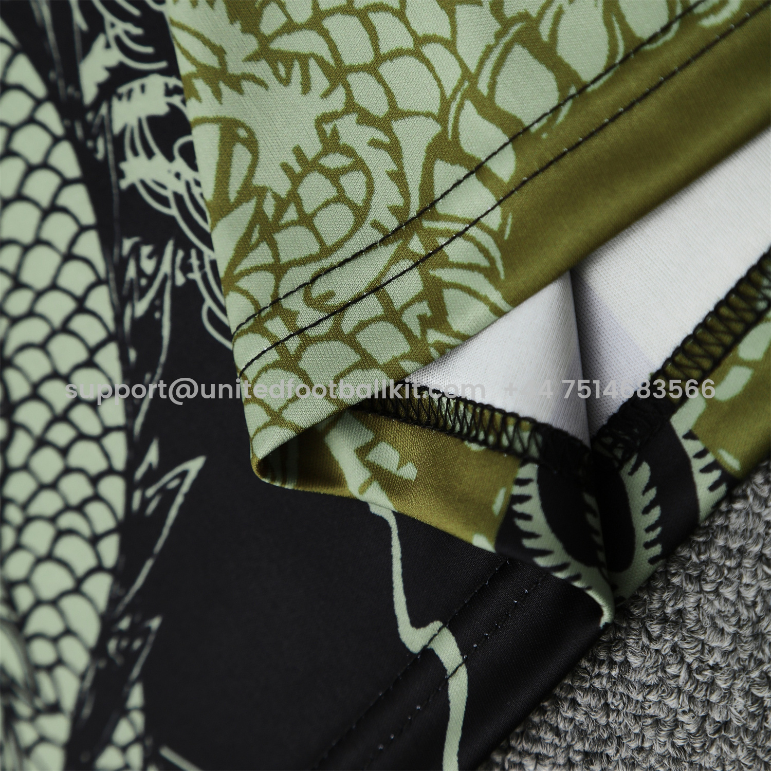 Unitedfootballkit.com | Real Madrid 25-26 Vest Training Set - Green-Black Dragon Vest & Black-White Shorts -Customize Name, Number and Patch | Worldwide Shipping