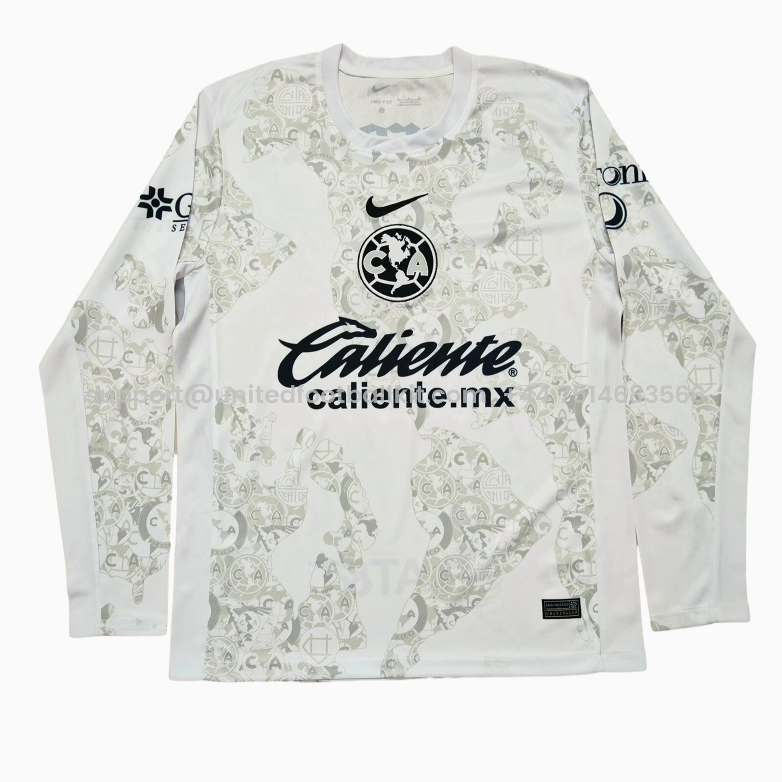 Unitedfootballkit.com | Club América 24-25 White Goalkeeper Long Sleeves Jersey - Fans Version -Customize Name, Number and Patch | Worldwide Shipping