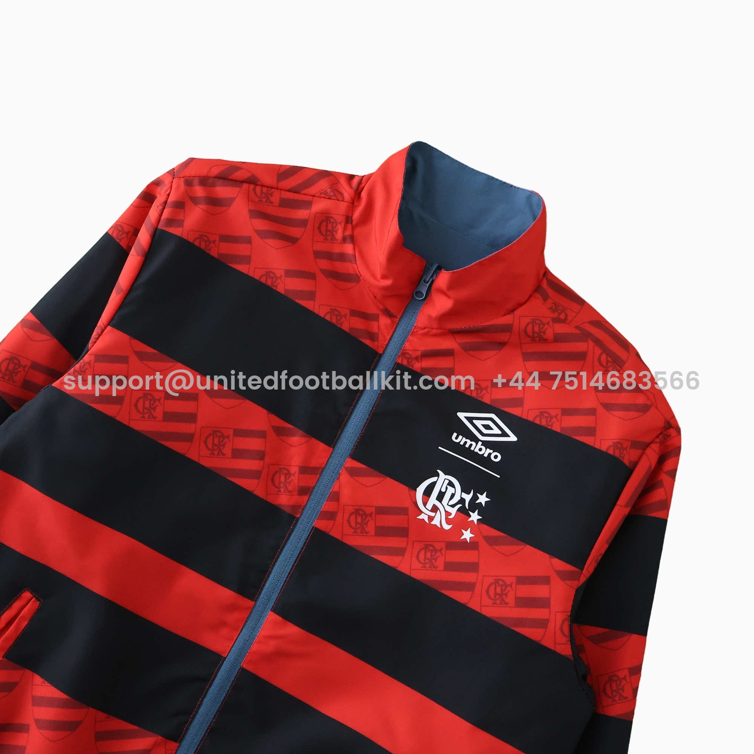 Unitedfootballkit.com | Flamengo 24-25 Double Sided Reversible Windbreaker - Red & Blue -Customize Name, Number and Patch | Worldwide Shipping
