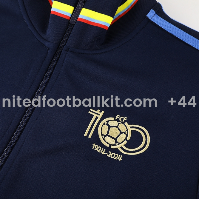 Unitedfootballkit.com | Colombia 2024 100th Anniversary 24-25 Jacket Training Tracksuit - Deep Blue -Customize Name, Number and Patch | Worldwide Shipping