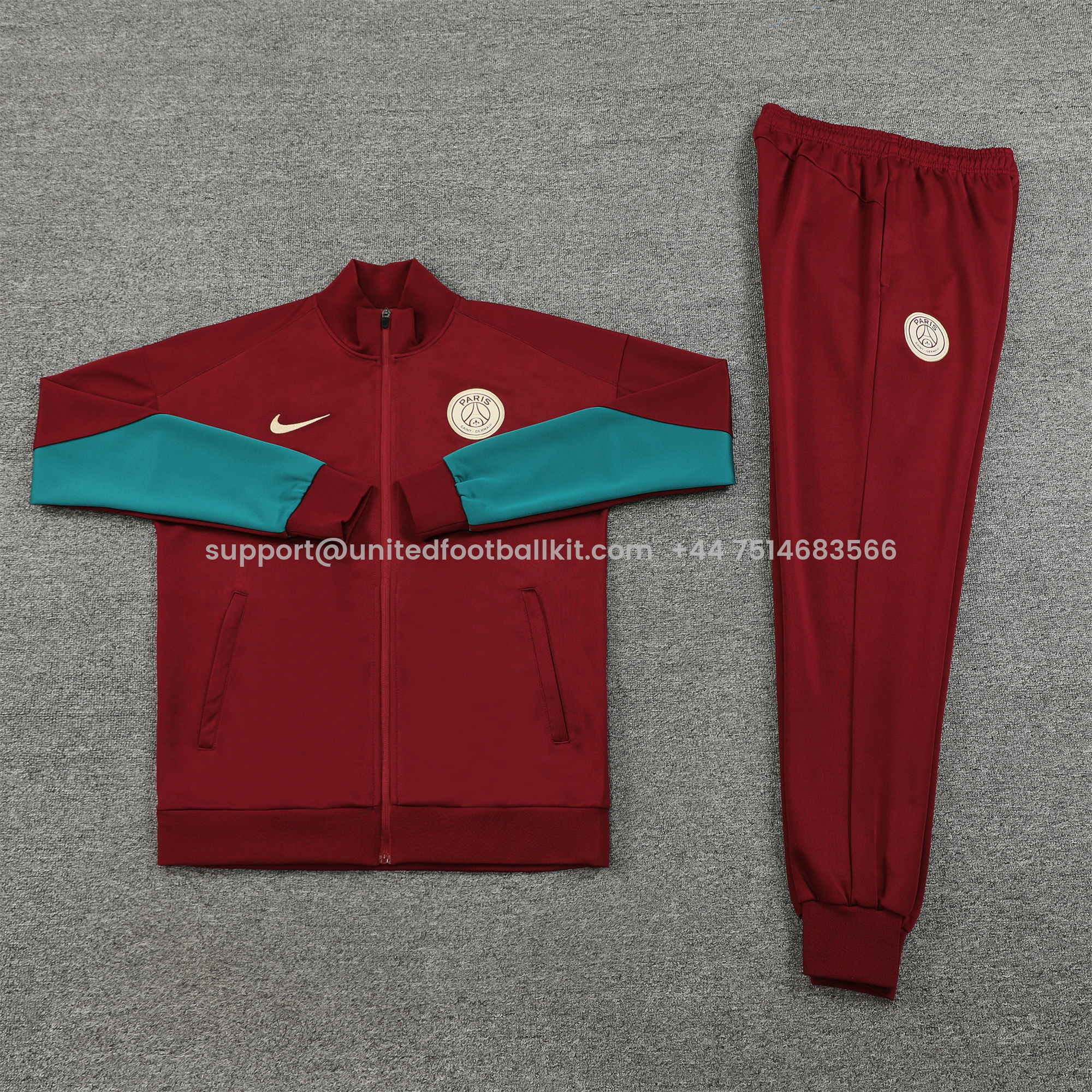 Unitedfootballkit.com | Paris Saint-Germain PSG 24-25 Jacket Training Tracksuit - Maroon -Customize Name, Number and Patch | Worldwide Shipping