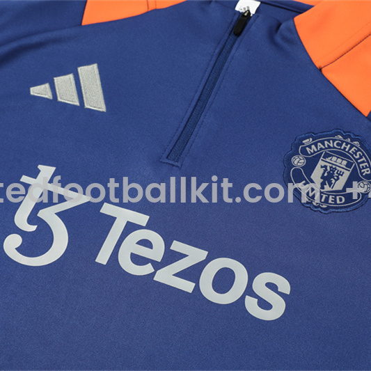Unitedfootballkit.com | Manchester United 24-25 Long Sleeve Training Set - Deep Blue -Customize Name, Number and Patch | Worldwide Shipping