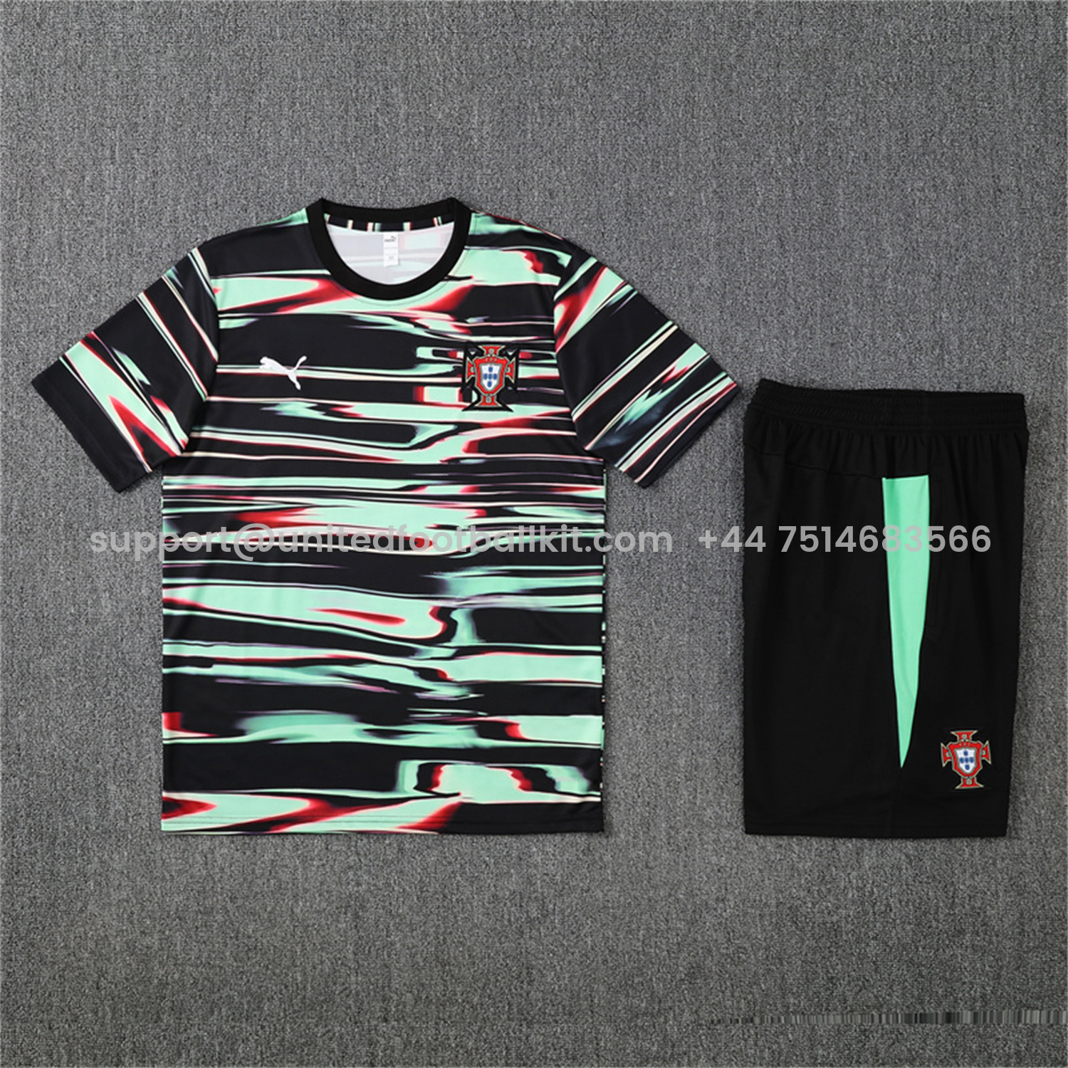 Unitedfootballkit.com | Portugal 25-26 Short-Sleeve Training Set - Camouflage top & Black Shorts -Customize Name, Number and Patch | Worldwide Shipping