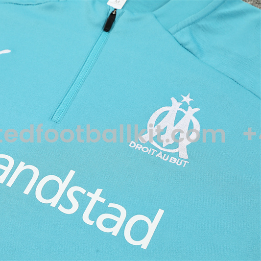 Unitedfootballkit.com | Marseille 24-25 Long Sleeve Training Set - Lake Blue -Customize Name, Number and Patch | Worldwide Shipping