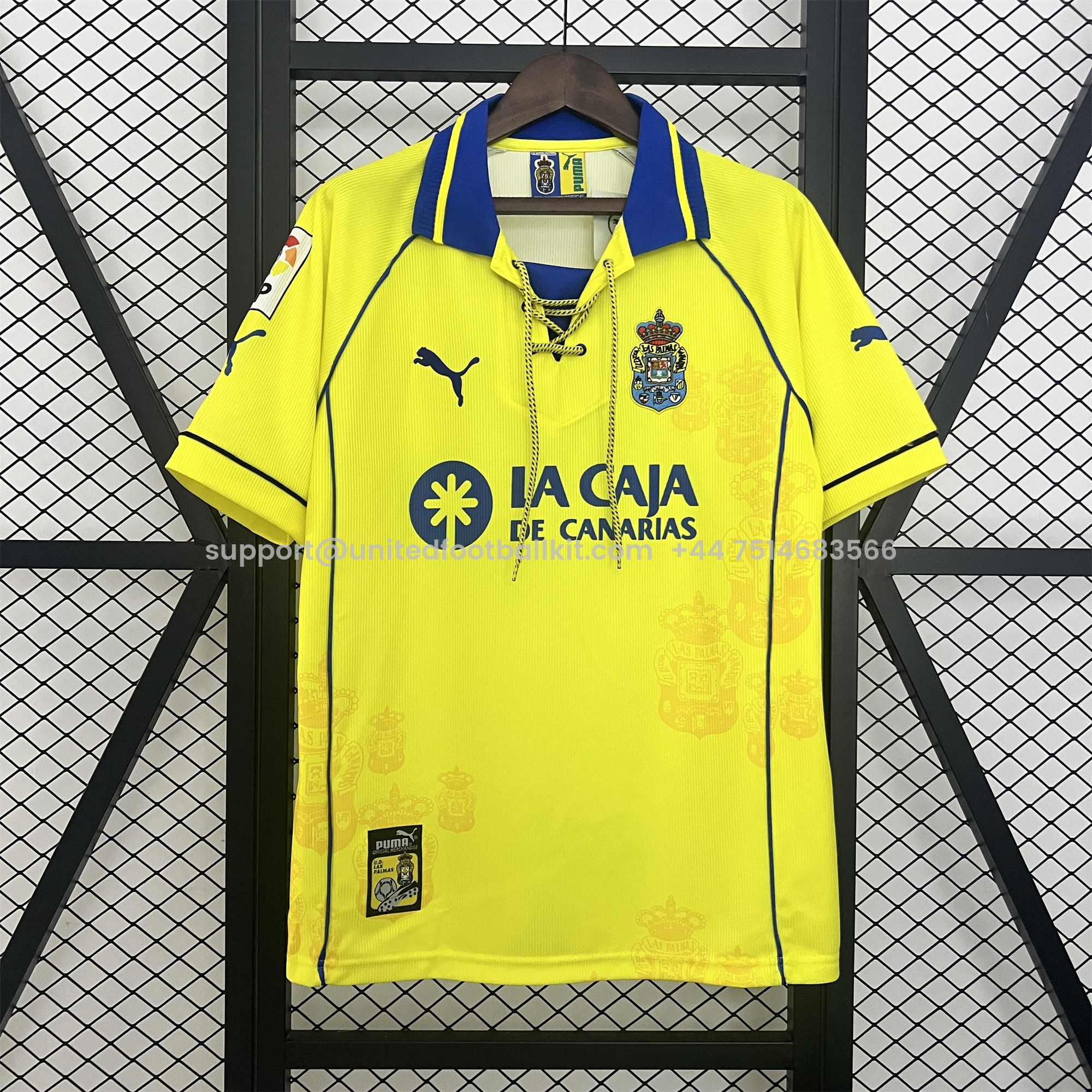 Unitedfootballkit.com | Retro Las Palmas 1997-98 Home Jersey -Customize Name, Number and Patch | Worldwide Shipping