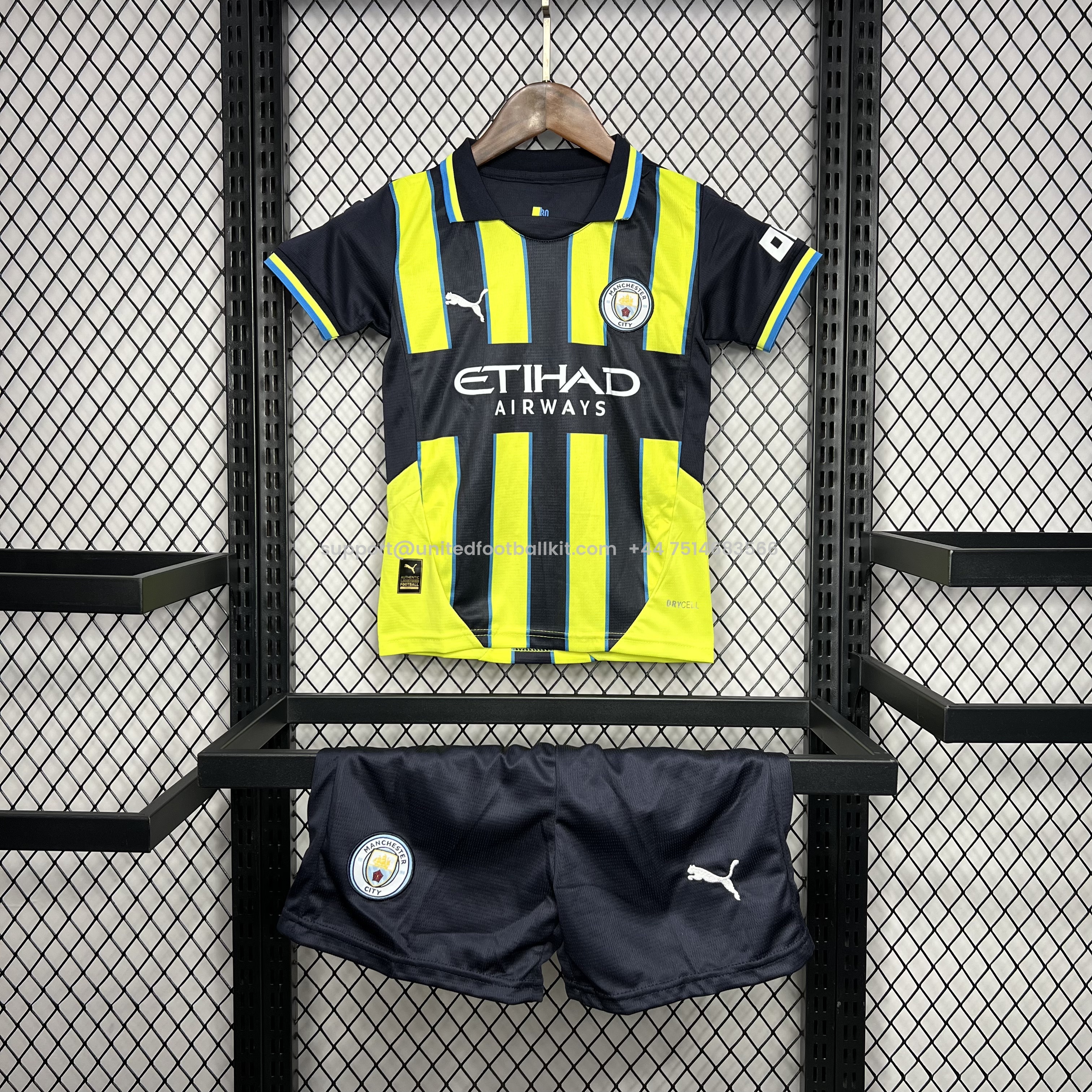 Unitedfootballkit.com | Manchester City 24-25 Away Kids Kit -Customize Name, Number and Patch | Worldwide Shipping