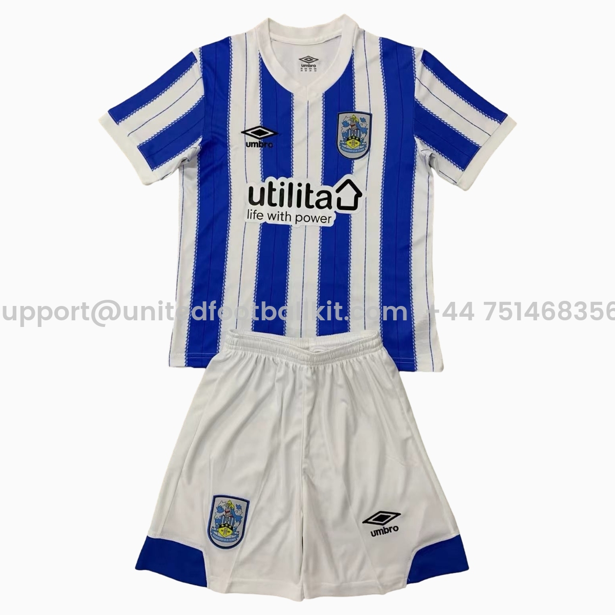 Unitedfootballkit.com | Huddersfield 24-25 Home Kids Kit -Customize Name, Number and Patch | Worldwide Shipping